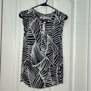 Loft sleeveless women’s blue print blouse small